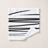 黒モダン線と白の線抽象芸術アート バスタオルセット (ウォッシュタオル)