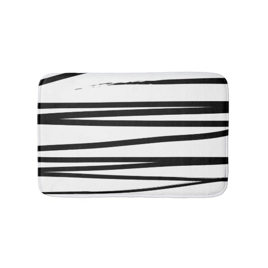 黒モダン線と白の線抽象芸術アート バスマット (正面)