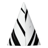 黒モダン線と白の線抽象芸術アート パーティーハット (裏面)