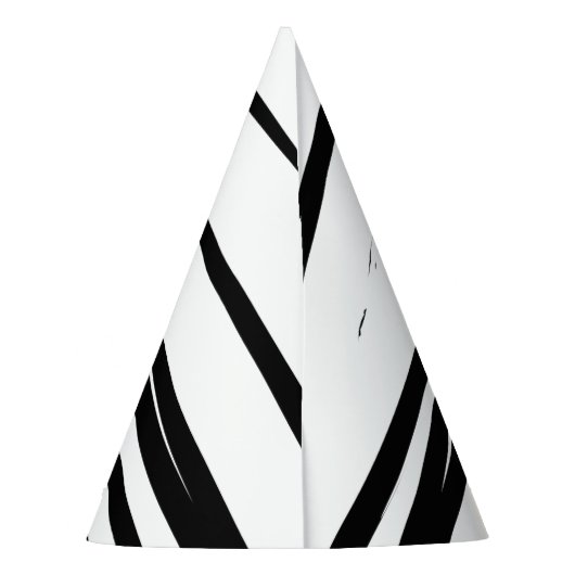 黒モダン線と白の線抽象芸術アート パーティーハット (裏面)