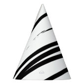 黒モダン線と白の線抽象芸術アート パーティーハット (左)