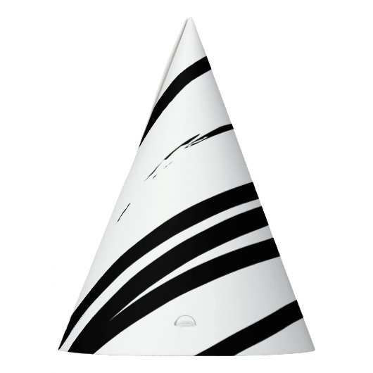 黒モダン線と白の線抽象芸術アート パーティーハット (左)