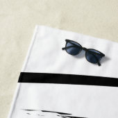 黒モダン線と白の線抽象芸術アート ビーチタオル (インサイチュ)