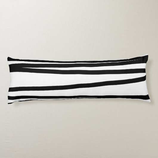 黒モダン線と白の線抽象芸術アート ボディピロー (裏面)