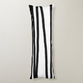 黒モダン線と白の線抽象芸術アート ボディピロー (裏面 (縦))