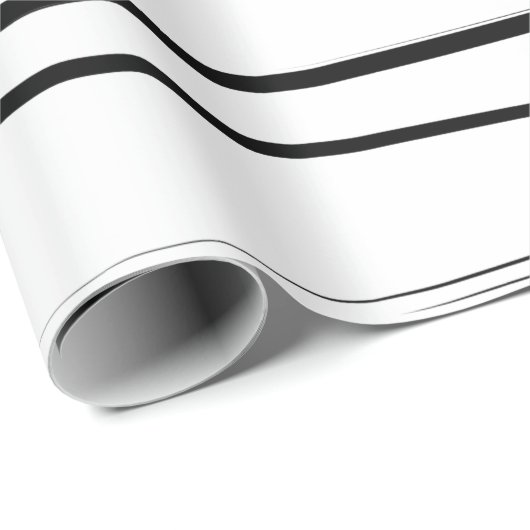 黒モダン線と白の線抽象芸術アート ラッピングペーパー (ロールコーナー)