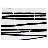 黒モダン線と白の線抽象芸術アート ラージペーパーバッグ (裏面)