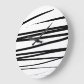 黒モダン線と白の線抽象芸術アート ラージ壁時計 (傾斜)