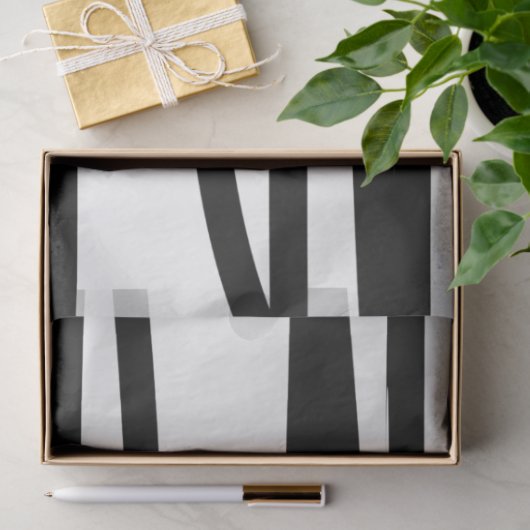 黒モダン線と白の線抽象芸術アート 薄葉紙 (ギフト)