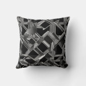 黒モダン線と白線の抽象芸術 クッション (裏面)