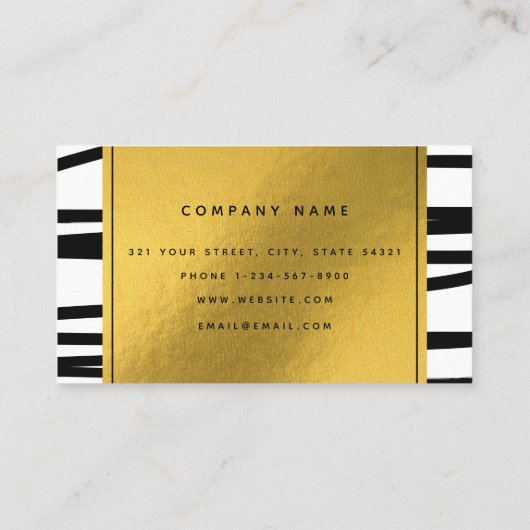 黒モダン線と金ゴールド線の抽象芸術アート 名刺 (裏面)