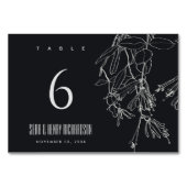 黒モダン線素朴スケッチフローラ結婚 テーブルナンバー (裏面)