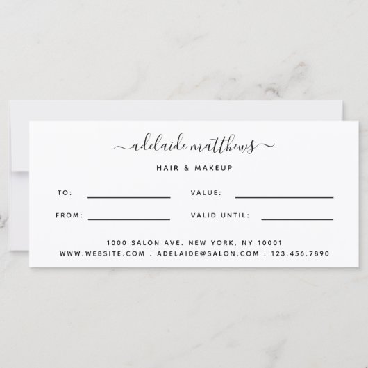 黒モダン美容師エレガントギフト証書 (裏面)