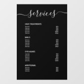 黒モダン美容師価格表サービス・メニュー ウィンドウサイン (シート)
