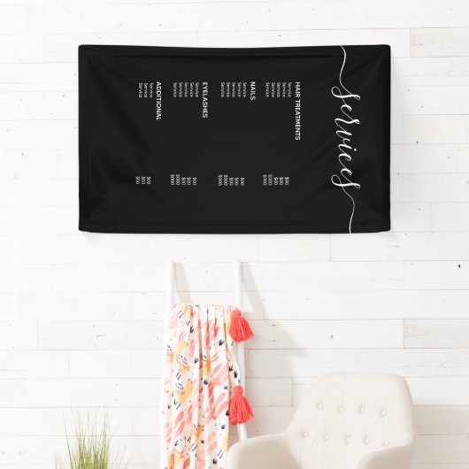 黒モダン美容師価格表サービス・メニュー 横断幕 (インサイチュ)