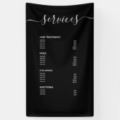 黒モダン美容師価格表サービス・メニュー 横断幕 (縦)