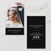 黒モダン美容師写エレガント真シンプル 名刺 (正面/裏面)