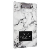 黒モダン背景の白い大理石の石 クリップボード (右)