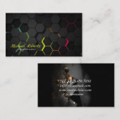 黒モダン背景（六角形） 名刺 (正面/裏面)