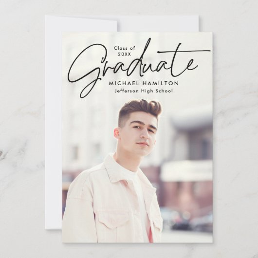 黒モダン脚本2写真卒業パーティー 招待状 (正面)