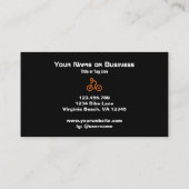 黒モダン自転車サイクリストのオレンジ色の自転車シンボル 名刺 (裏面)