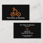 黒モダン自転車サイクリストのオレンジ色の自転車シンボル 名刺 (正面/裏面)