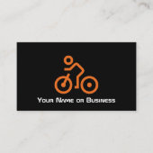 黒モダン自転車サイクリストのオレンジ色の自転車シンボル 名刺