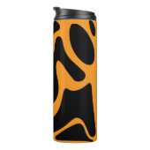 黒モダン色とオレンジ色のフリーフォームパターン タンブラー (回転右)