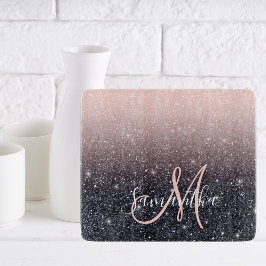 黒モダン色とピンク色のグリッターのスパークル名 カッティングボード