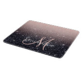 黒モダン色とピンク色のグリッターのスパークル名 カッティングボード (角)
