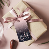 黒モダン色とピンク色のグリッターのスパークル名 ギフトタグ