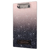 黒モダン色とピンク色のグリッターのスパークル名 クリップボード (左)