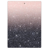 黒モダン色とピンク色のグリッターのスパークル名 クリップボード (裏面)