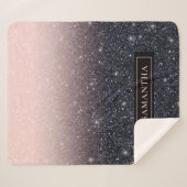 黒モダン色とピンク色のグリッターのスパークル名 シェルパブランケット (正面(横))
