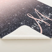 黒モダン色とピンク色のグリッターのスパークル名 シェルパブランケット (3/4)