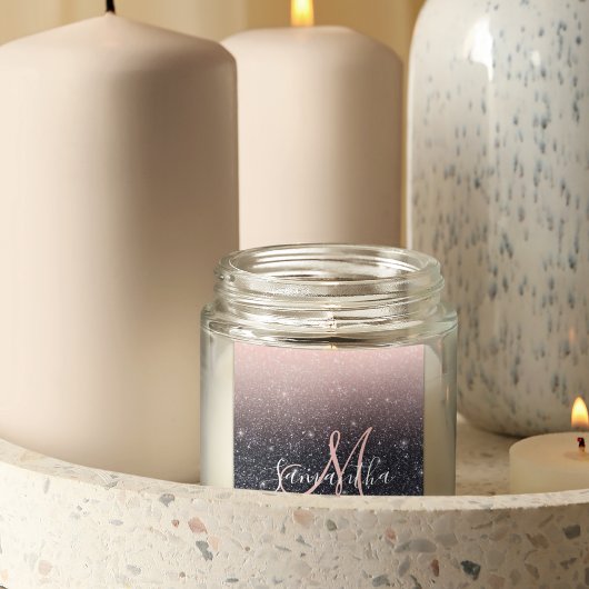 黒モダン色とピンク色のグリッターのスパークル名 スクエアシール