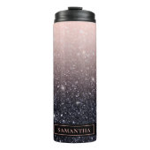 黒モダン色とピンク色のグリッターのスパークル名 タンブラー (正面)