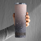 黒モダン色とピンク色のグリッターのスパークル名 タンブラー