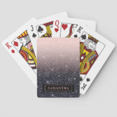 黒モダン色とピンク色のグリッターのスパークル名 トランプ (裏面)
