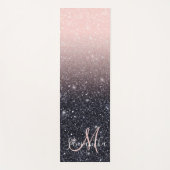 黒モダン色とピンク色のグリッターのスパークル名 ヨガマット (正面)