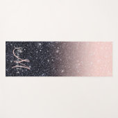 黒モダン色とピンク色のグリッターのスパークル名 ヨガマット (正面(横))