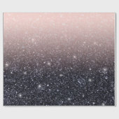 黒モダン色とピンク色のグリッターのスパークル名 ラッピングペーパー (フラット)