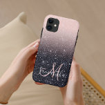 黒モダン色とピンク色のグリッターのスパークル名 iPhone 11 ケース<br><div class="desc">黒モダン色とピンク色のグリッターのスパークル名</div>