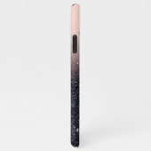 黒モダン色とピンク色のグリッターのスパークル名 iPhoneケース (右側)