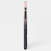 黒モダン色とピンク色のグリッターのスパークル名 iPhoneケース (左側)