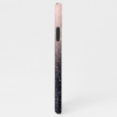 黒モダン色とピンク色のグリッターのスパークル名 iPhoneケース (右側)