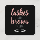 黒モダン色とピンク色の眉 スクエア名刺 (正面)