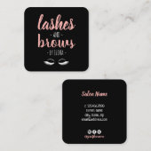 黒モダン色とピンク色の眉 スクエア名刺 (正面/裏面)