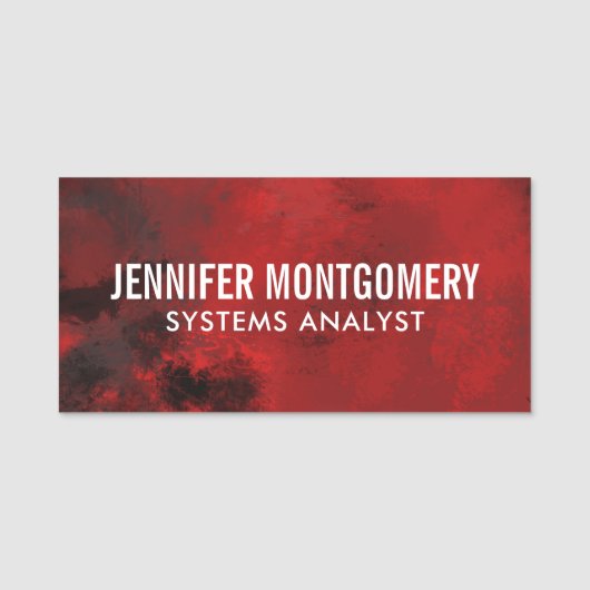 黒モダン色と濃い赤の抽象芸術-プロフェッショナル 名札 (正面)