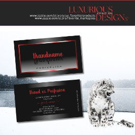 黒モダン色と白のグラデーション赤のフレーエレガントム 名刺